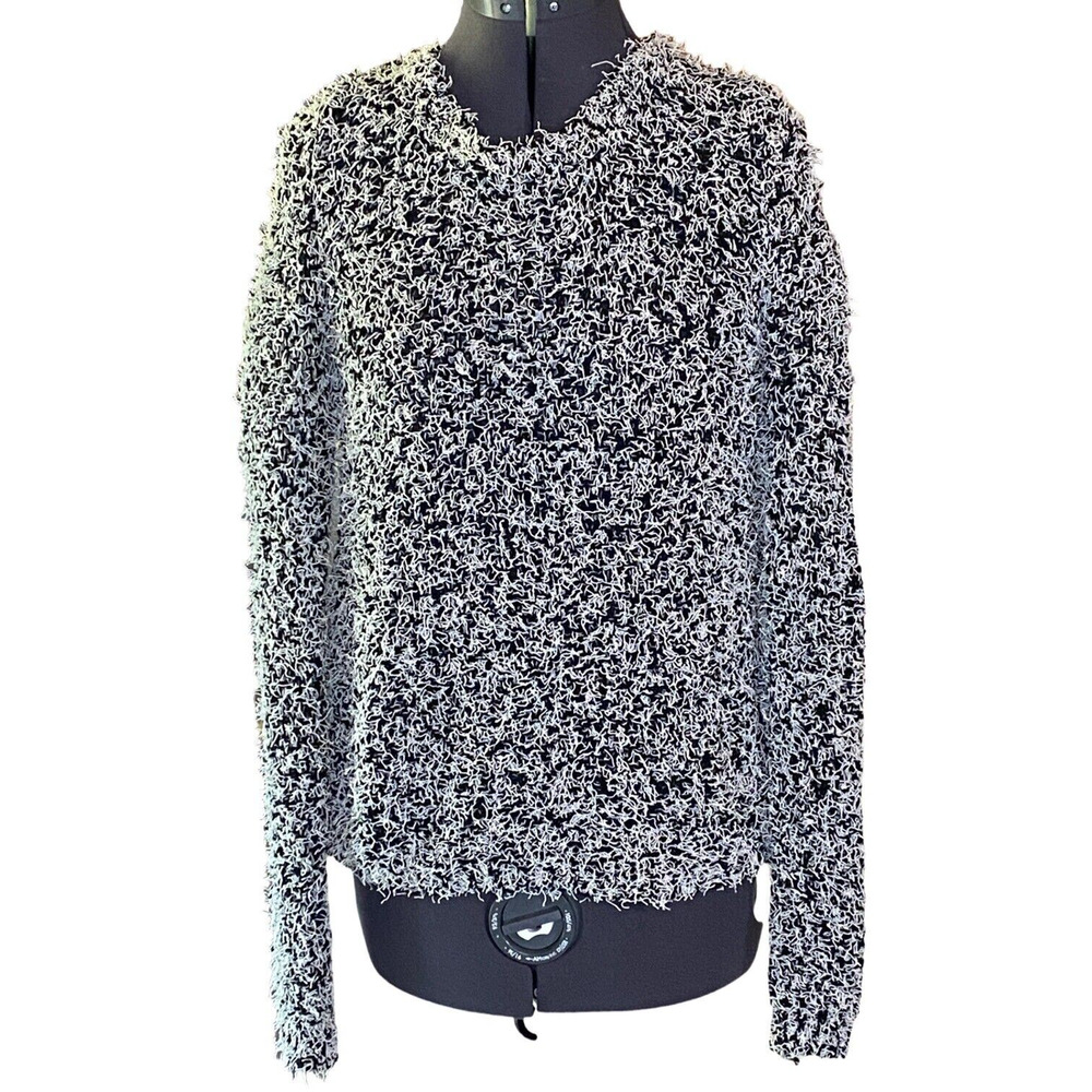 Coquette LAPIS Womens L Y2K Long Sleeve Eyelash Retro Black & White Popover